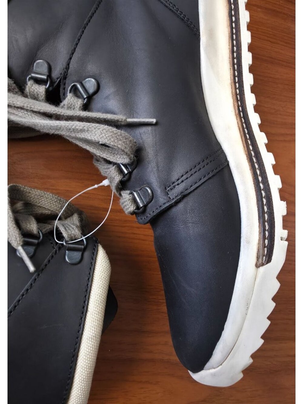 Rick Owens x Hood Rubber Co LACE UP DIRT GRAFTON Black Leather Boots Sz EU39/US6 - Picture 8 of 13